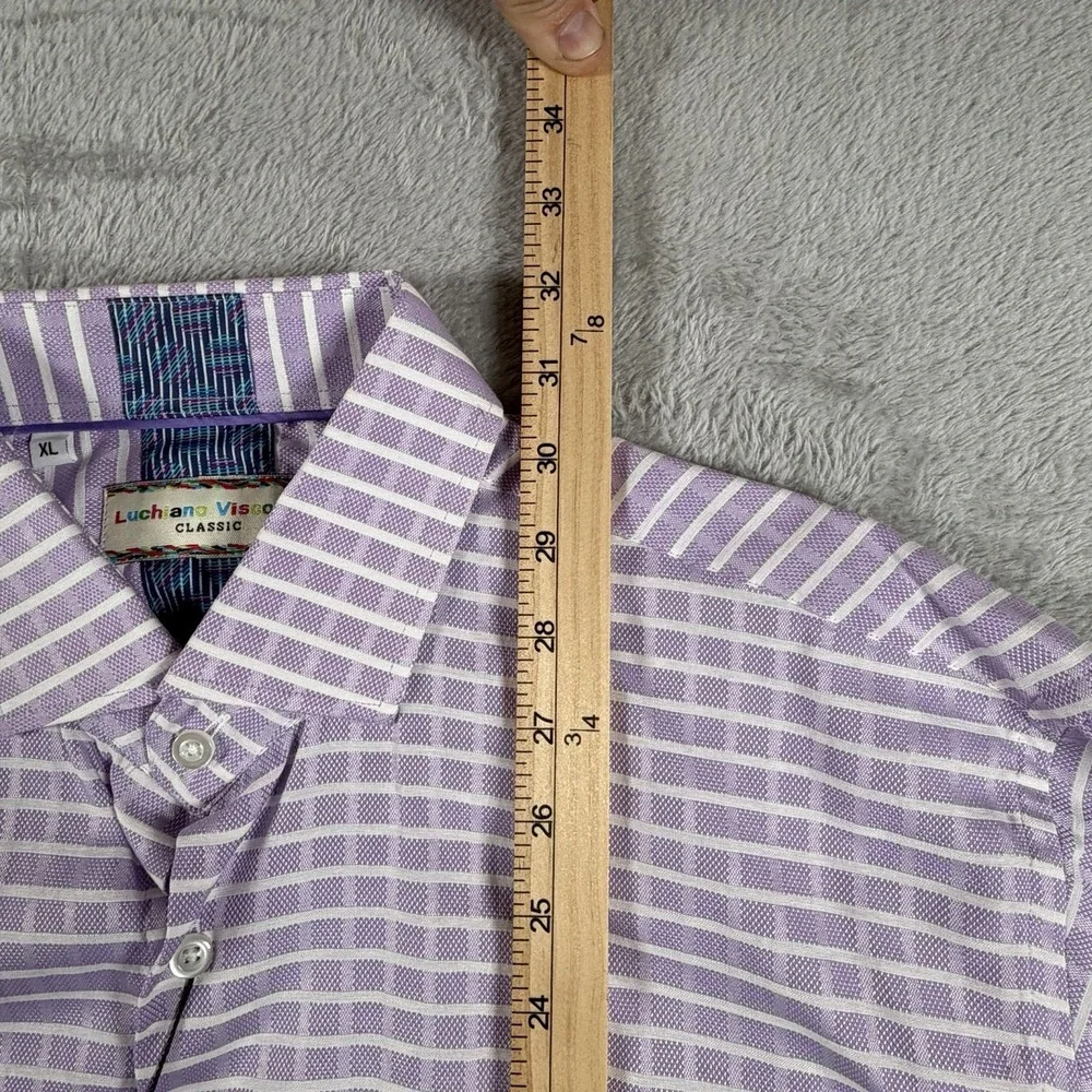 Luchiano Visconti Classic Men's XL Purple/White Check 32/33 Spread Collar Shirt